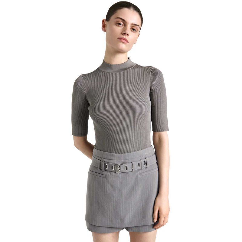 Cue Shiny Rib Elbow Sleeve Knit image number 4
